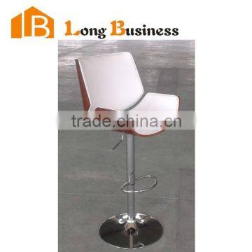 LB-5050 Hot sale high quality modern designs walnut wooden adjustable bar stool with colorful PU