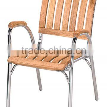 Inexpensive aluminum chair frames cover with manchurian asg wood slats