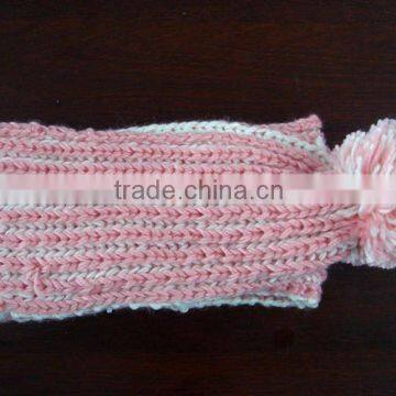 Classical long winter jacquard knitting scarf with pompom