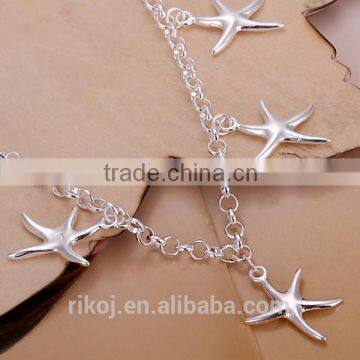 2015 Wholesale 925 silver Exquisite starfish bracelet