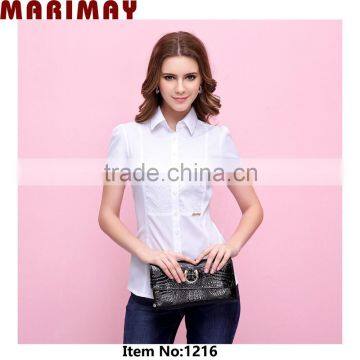 Classic and popular design short sleeve blouse and tops lady shirt woman apparel