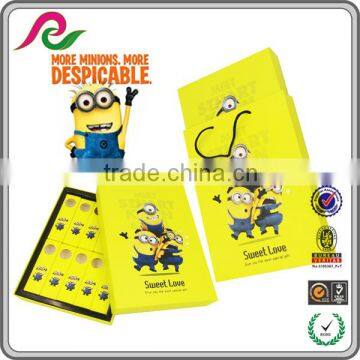 Folding gift box with funny yellow minions printing for lollipop packing