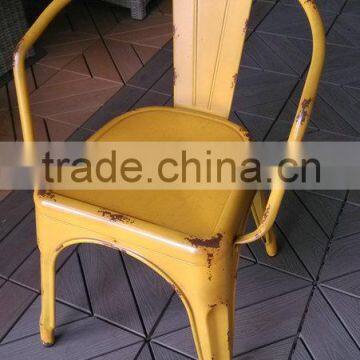 Vintage treatment steel chair for kids, children arm chair