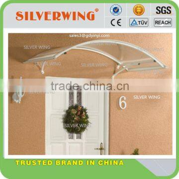 DIY aluminum door canopy with 2 sides water gutters and polycarbonate canopy for door