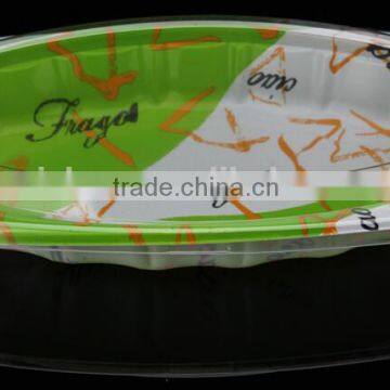 Oval shape take away salad box with embossing base and clear lid