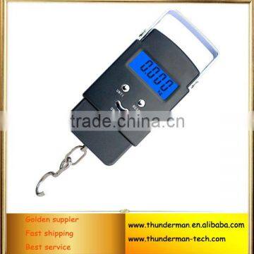 50kg Digital Luggage hanging scale with metal handle with Blue LED backlight