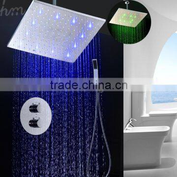 Thermostatic shower valve LED light water faucet bathroom hand shower rainfall shower set rainbow shower kit