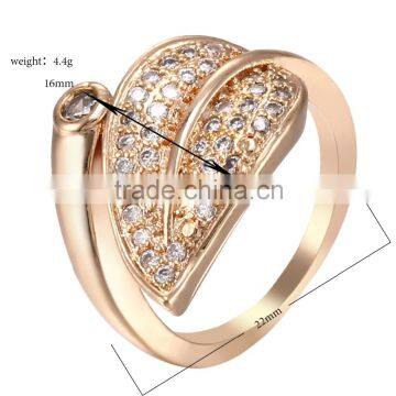 Antique Lovely Leaf Shaped Women Inlay Austria Crystal Gold Plated Engagement Ring photo-2