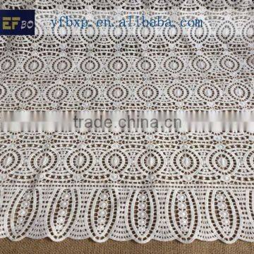 2014 high quality white cotton embroidery lace fabric with holes for party dress