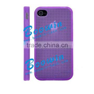 Purple mesh Soft TPU Gel Crystal Jelly Case Cover for apple iphone 4s