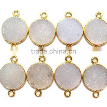 The Gopali Jewellers Wholesale White Druzy Connector Bezel set Vermeil Gold Connector