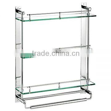 Hotel style polished bathroom wall mounted China wholesale glass bathroom corner shelf