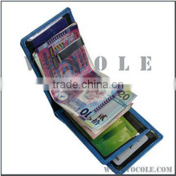 fashion party gentlemen jewelry blue genuine leather money clip wallet with card holder