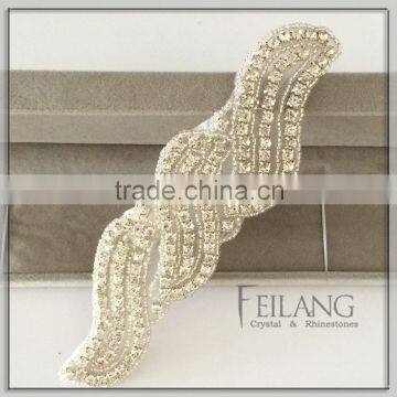 Wedding Rhinestones Applique Crystal Beaded Applique Ribbon Headbands