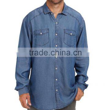 shirttail hemline oversized denim shirt for men