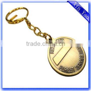 Good quality custom engraved logo cheap bronze keychain