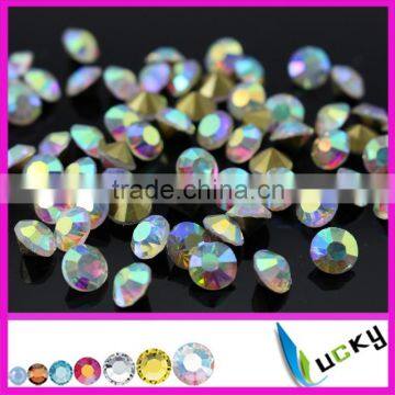 loose crystal ab chatons golden pointed foil back color rhinestones diamond beads for nail art