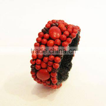 Coral and How lite Stone Wax Bangle, Wax thread Bangle, Bracelet