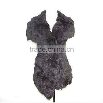 Real rabbit fur vest with knitting back/high quality rabbit fur vest KZ14003