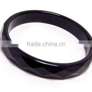 58mm black agate faceted agate bangle