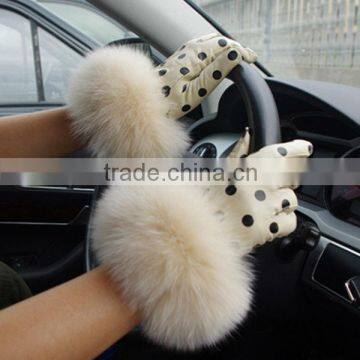 2016/2017 Wholesale Leather Fox Fur Gloves