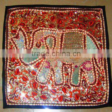 elephant motif patchwork designer ethnic traditional tribal hand embroidered cushion cover 16 x 16 inch