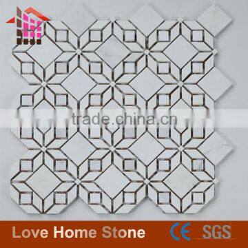 cheap white marble tiles,stone mosaic tile with mesh-back