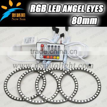 2014 New product color changing rgb angel eyes light 80mm 30pcs 5050SMD LEDs 10000K high power super bright led ring light rgb