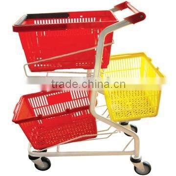 RH-SDB05 Three Baskets Supermarket Cart Basket Trolley