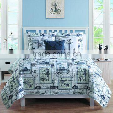 100% polyester fiber quited cover set with filling America origin order design summer bedding set