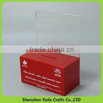 Customized Hot Sale Clear Acrylic Donation Box With Locks Cheap High Quality photo-3