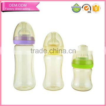 Double neck plastic customized ppsu baby bottle with liquid silicone nipple