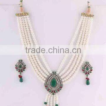 Indian manufacturers victorian style necklace set multi gemstone fashion daily wear jewelry. Brass metal.