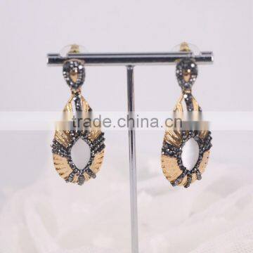 Pave Setting Crystal Gemstone Boho Jewelry Earring, Golden Earring Designs For Women