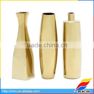 Noble Attractive Gold Plated Cheap Ceramic Vase Set 3 Assorted