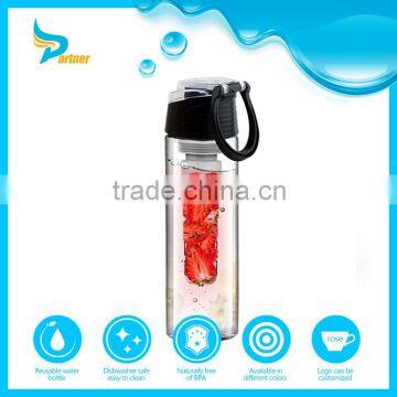 Plastic Lemon Water Bottle With Fruit Infuser Easy Clean Slide PP Lid