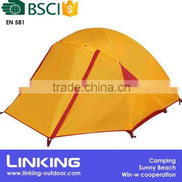 2 person yellow dome tent folded