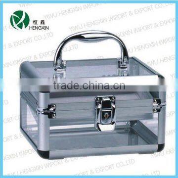 small acrylic beauty box with lock with handle HX-SX059