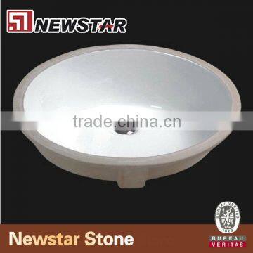 Rectangle Bathroom Undermount Ceramic Sink With Overflow Hole photo-2