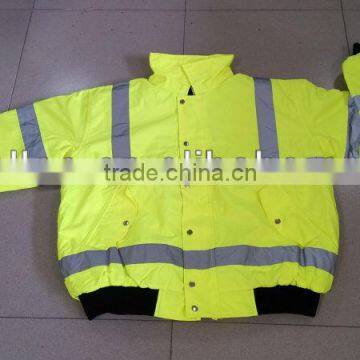 high visibility yellow reflective safety bomber jacket