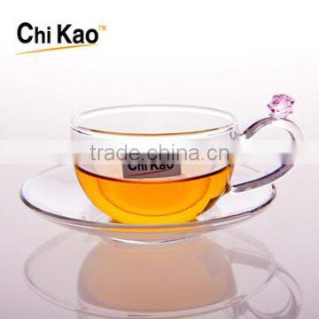 Tea tureen heat-resistant glass tea cup and saucer set in box with Shanghai CHIKAO