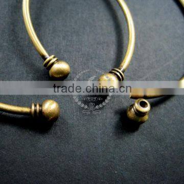 2mm Thick Wire One End Open Brass Bronze Vintage Wiring Bangle Bracelet Cuff DIY Supplies 1900033 photo-2