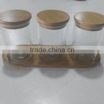 Hot sale glass jars with wooden lid