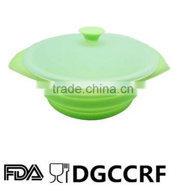 Food Grade Foldable Storage Silicone collapsible bowl with lid