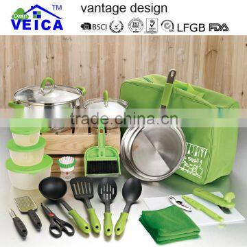2015 New Design 23pcs Stainless Steel Camping Set/kitchen Set/handbag/backpack photo-2
