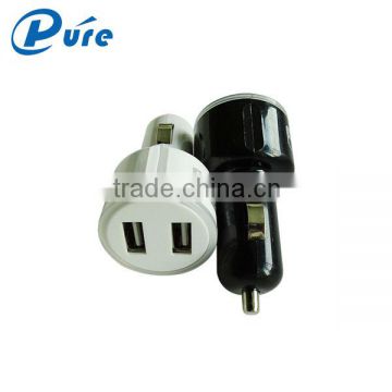 Hot selling dual usb car charger for mobile phone mini car battery charger with CE RoHS FCC