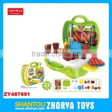 Zhorya 23PCS Wholesale kids kitchen bbq play set multi-function baby toys modern kitchen toy set kitchen play sets