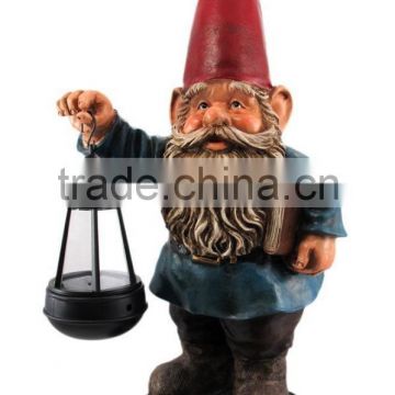 Garden Gnome Holding Lantern Statue LED Light