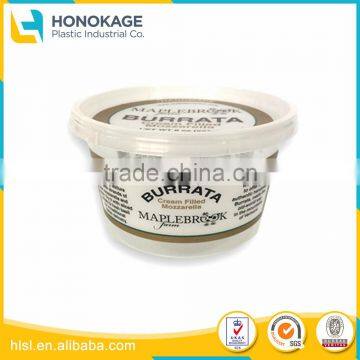 Clear Round Plastic Container and Lid for Butter Cheese for Food Packing, Box with Handle