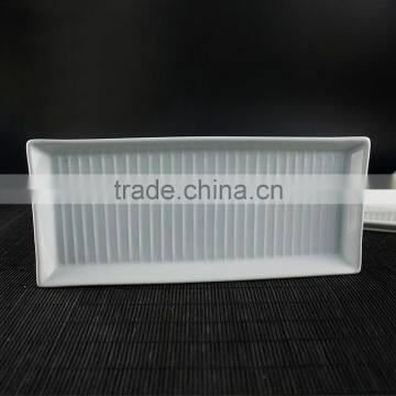 Hotel Rectangle Embossing White Ceramic Plate and Tray photo-2